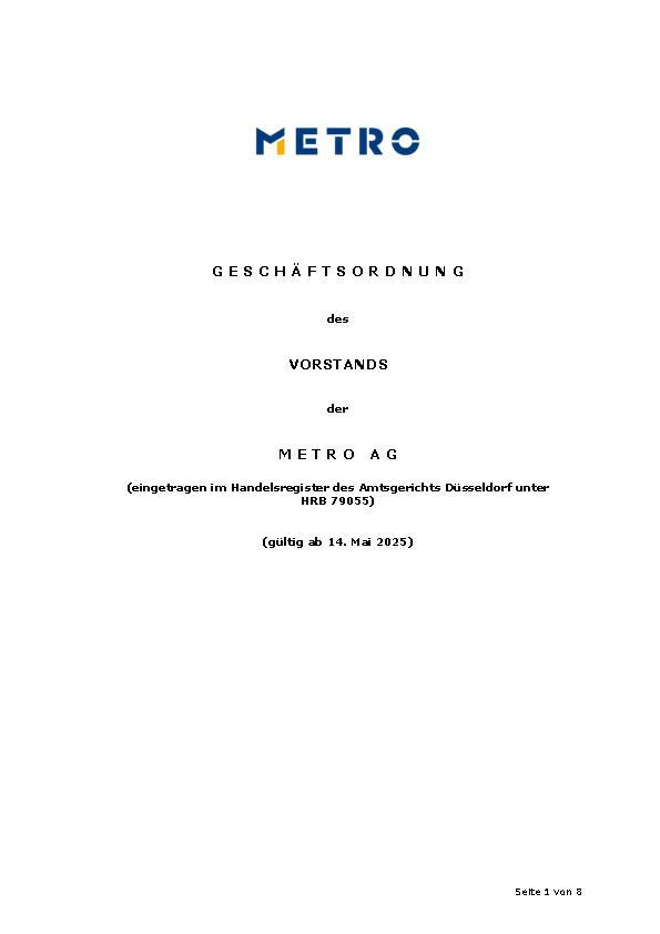 Geschäftsordnung des Vorstands der METRO AG